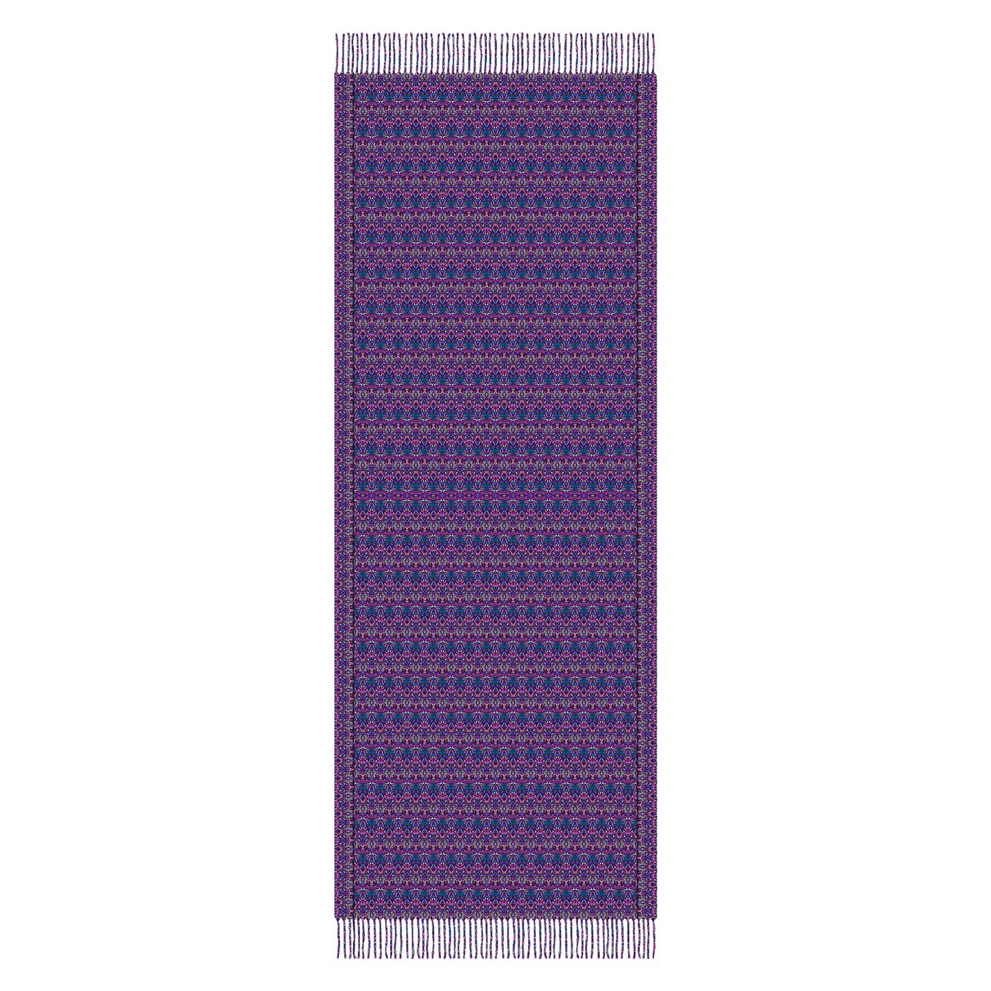 Pink - Purple - Blue Abstract Doodle Scarf with Tassels