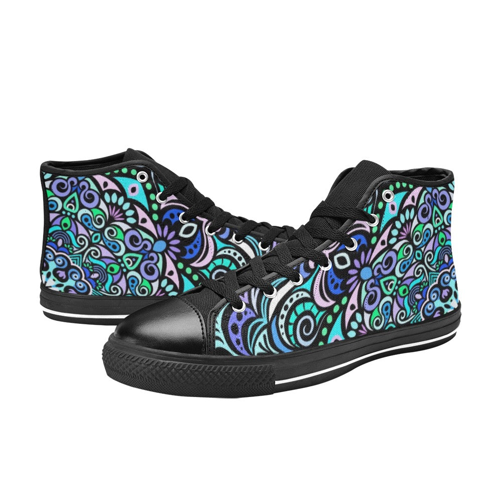 Serenity Mandala High Top Canvas Kid's Shoes
