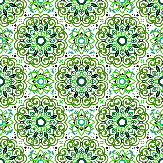 Green Mandala Fabric - 149i