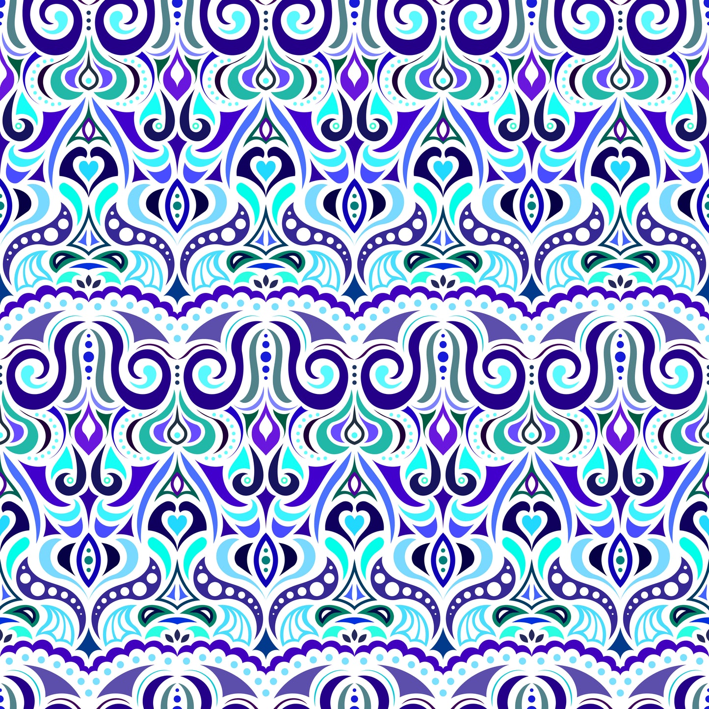 Turquoise - Blue Abstract Doodle Fabric 1010.2i