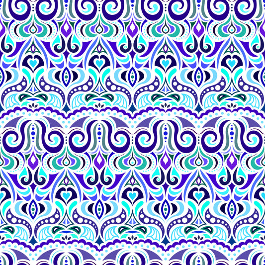 Turquoise - Blue Abstract Doodle Fabric 1010.2i