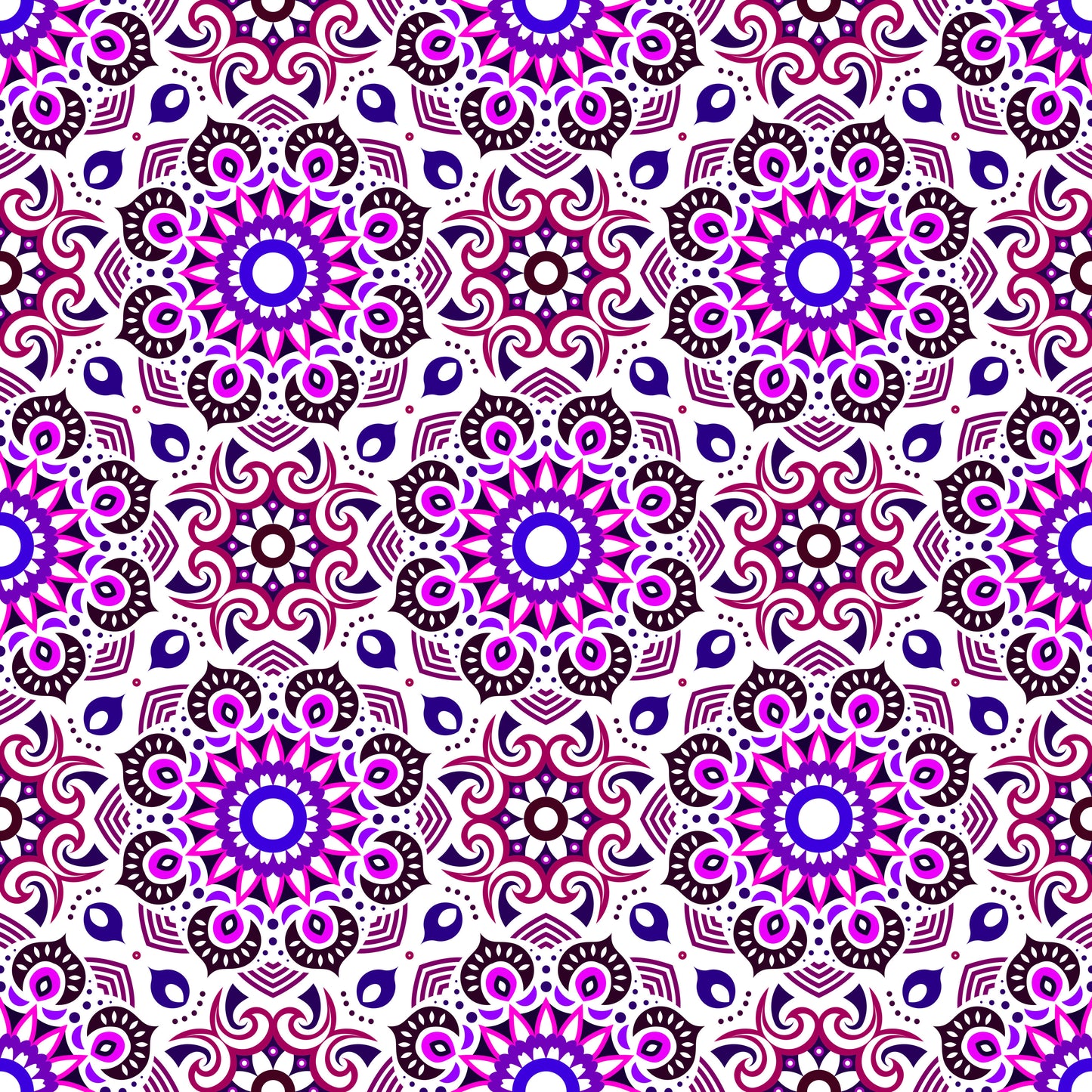 Pink - Purple Mandala Fabric - 193i