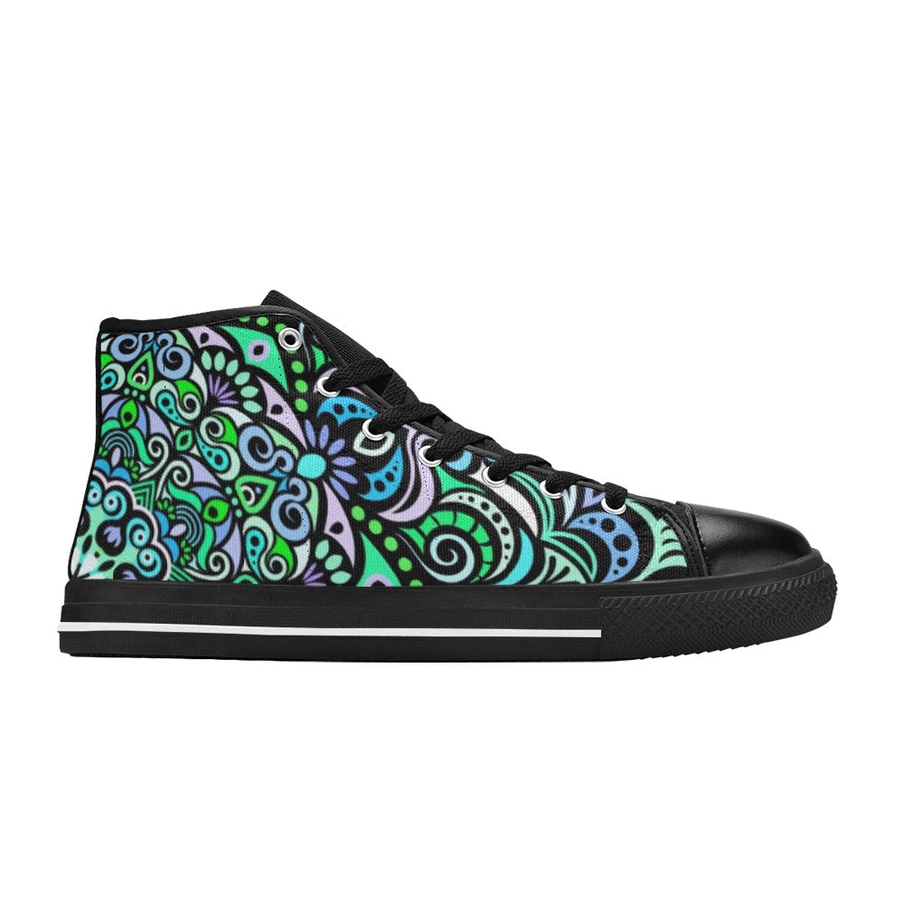 Serenity Mandala High Top Canvas Kid’s Shoes