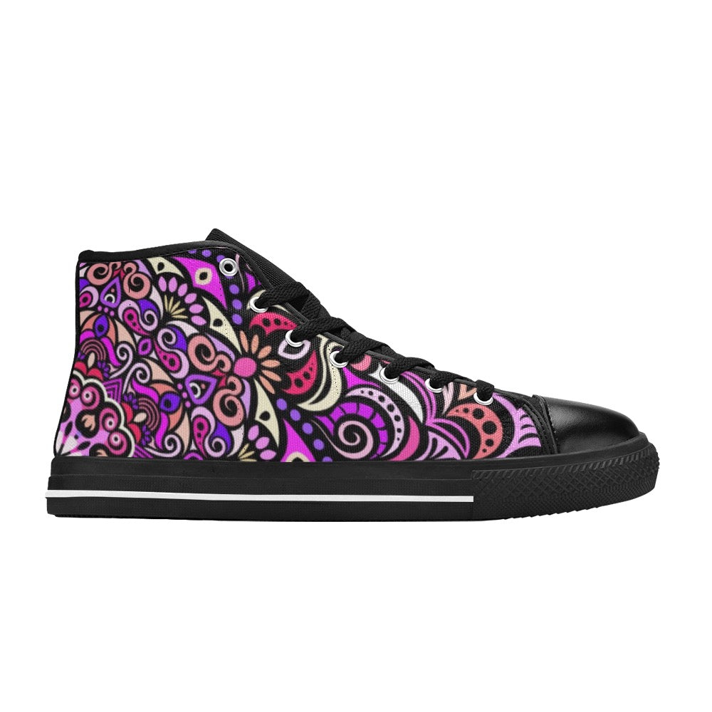 Serenity Mandala High Top Canvas Kid's Shoes