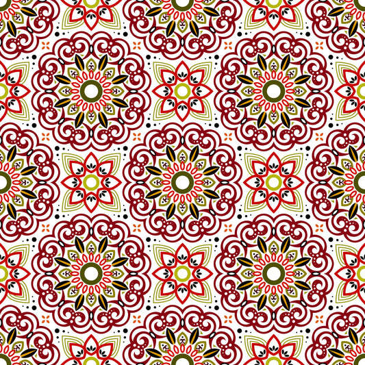 Red - Yellow Mandala Fabric - 149i