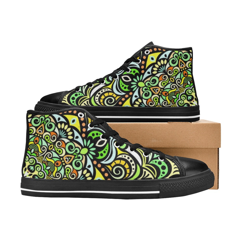 Serenity Mandala High Top Canvas Kid's Shoes