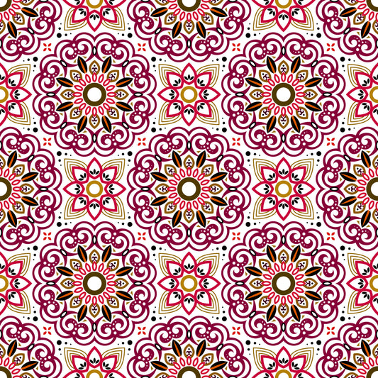 Red - Brown Mandala Fabric - 149i