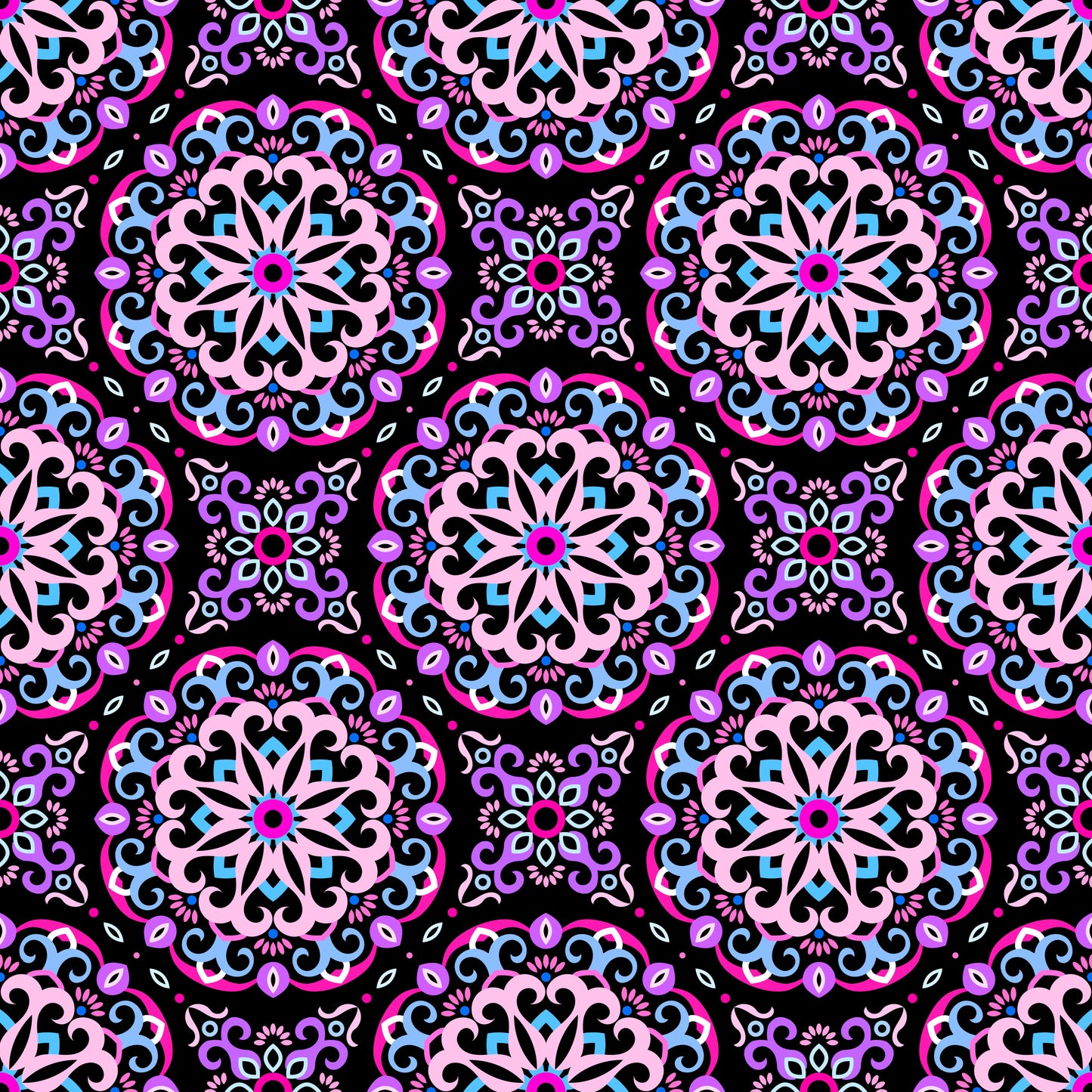 Pink - Purple - Blue Mandala Fabric - 188