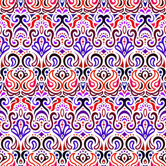 Red - Purple Abstract Doodle Fabric 1002i