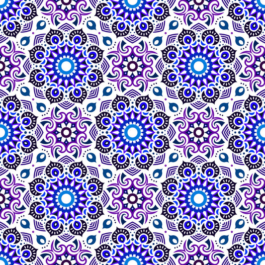 Blue - Purple Mandala Fabric - 193i