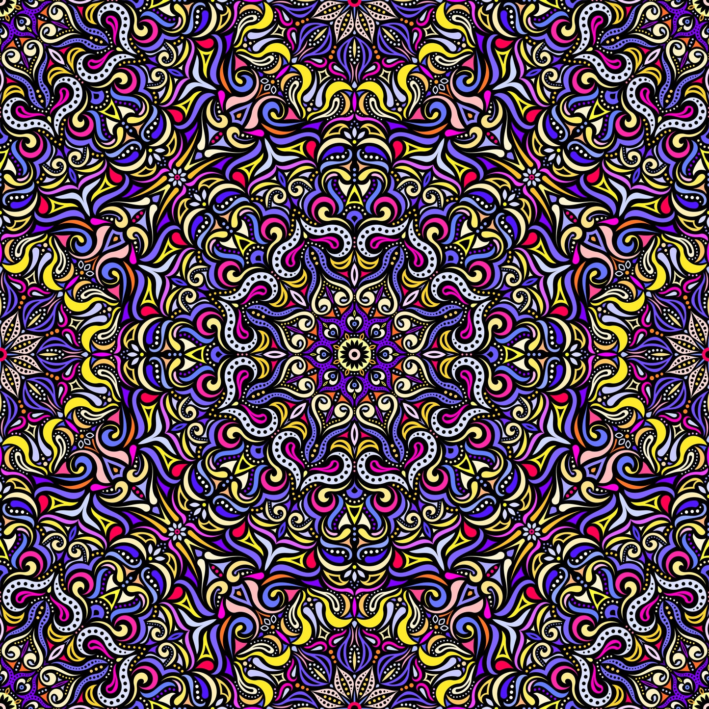 Purple - Yellow - Pink Mandala Fabric 2006.3