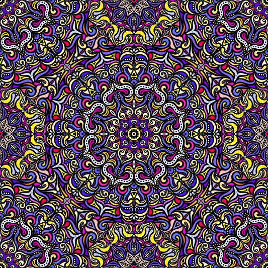 Purple - Yellow - Pink Mandala Fabric 2006.3