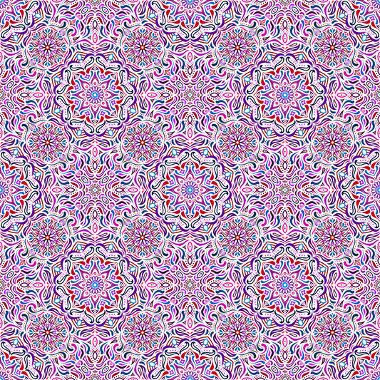Purple - Red - Blue Mandala Fabric 2009.4i