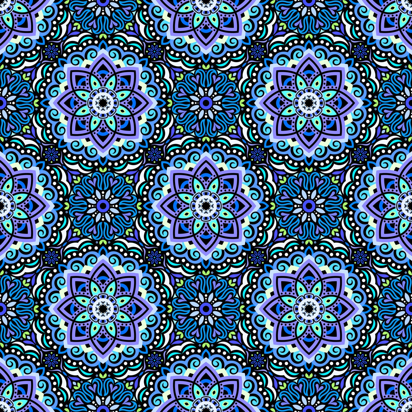 Blue - Turquoise - Green Mandala Fabric 2009.3