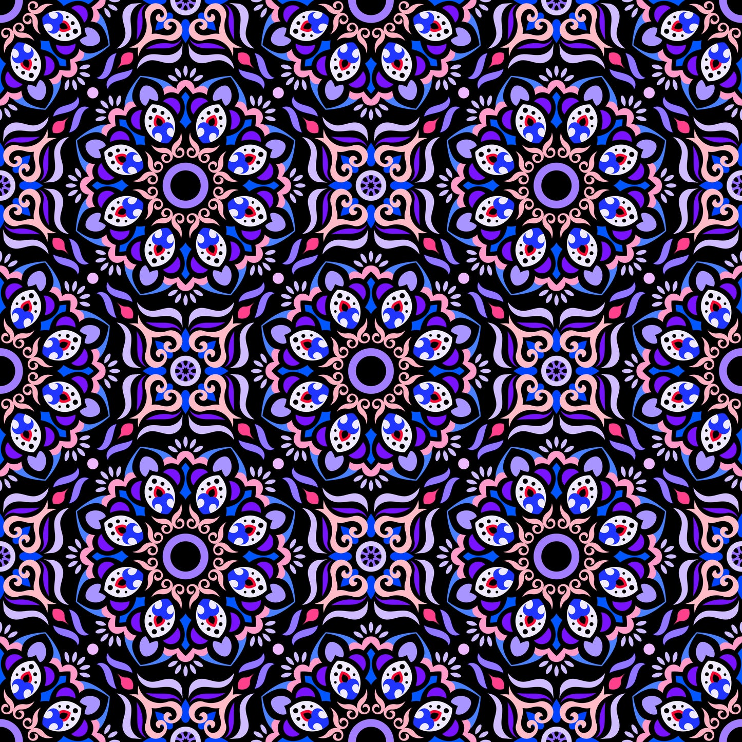 Purple - Pink - Blue Mandala Fabric - 186