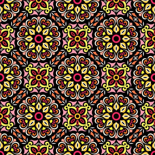 Orange - Yellow - Red Mandala Fabric - 206