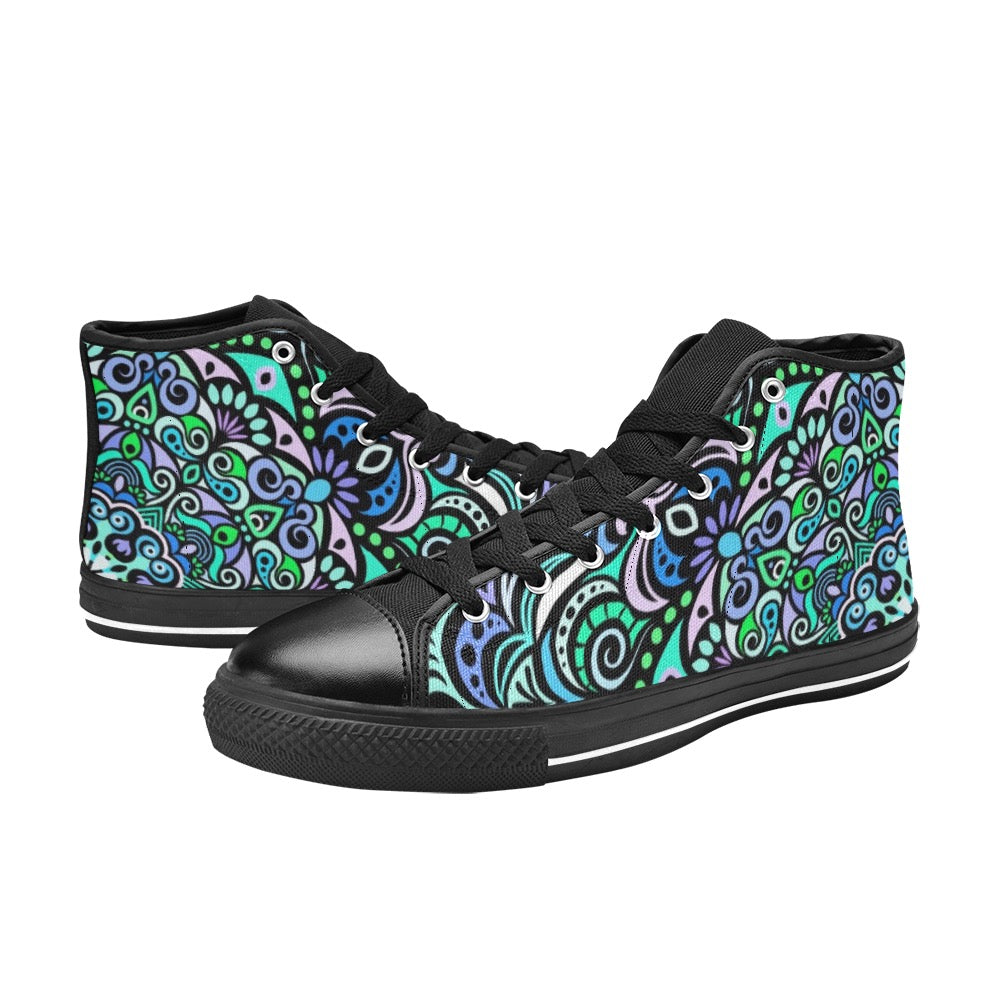 Serenity Mandala High Top Canvas Kid's Shoes