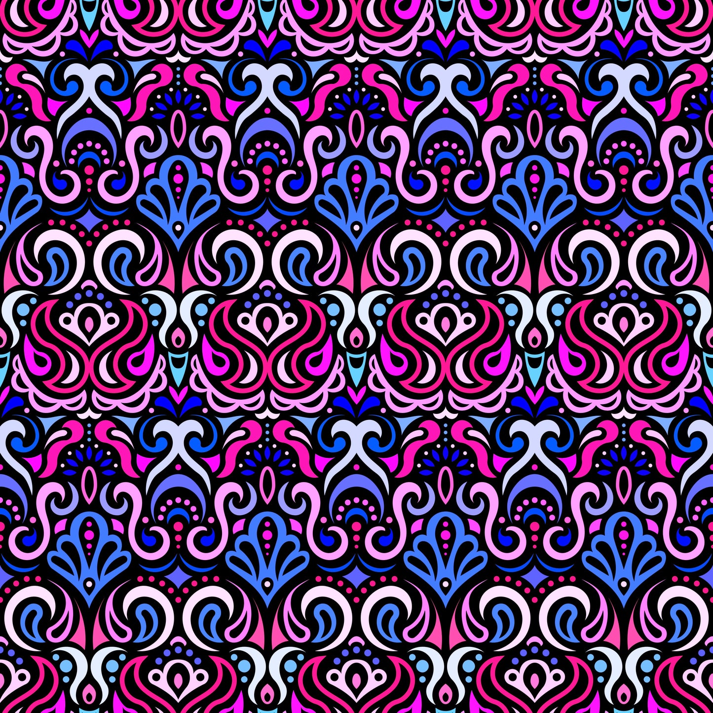 Pink - Blue Abstract Doodle Fabric 1002