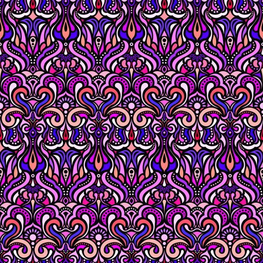 Pink - Purple - Red Abstract Doodle Fabric 1012