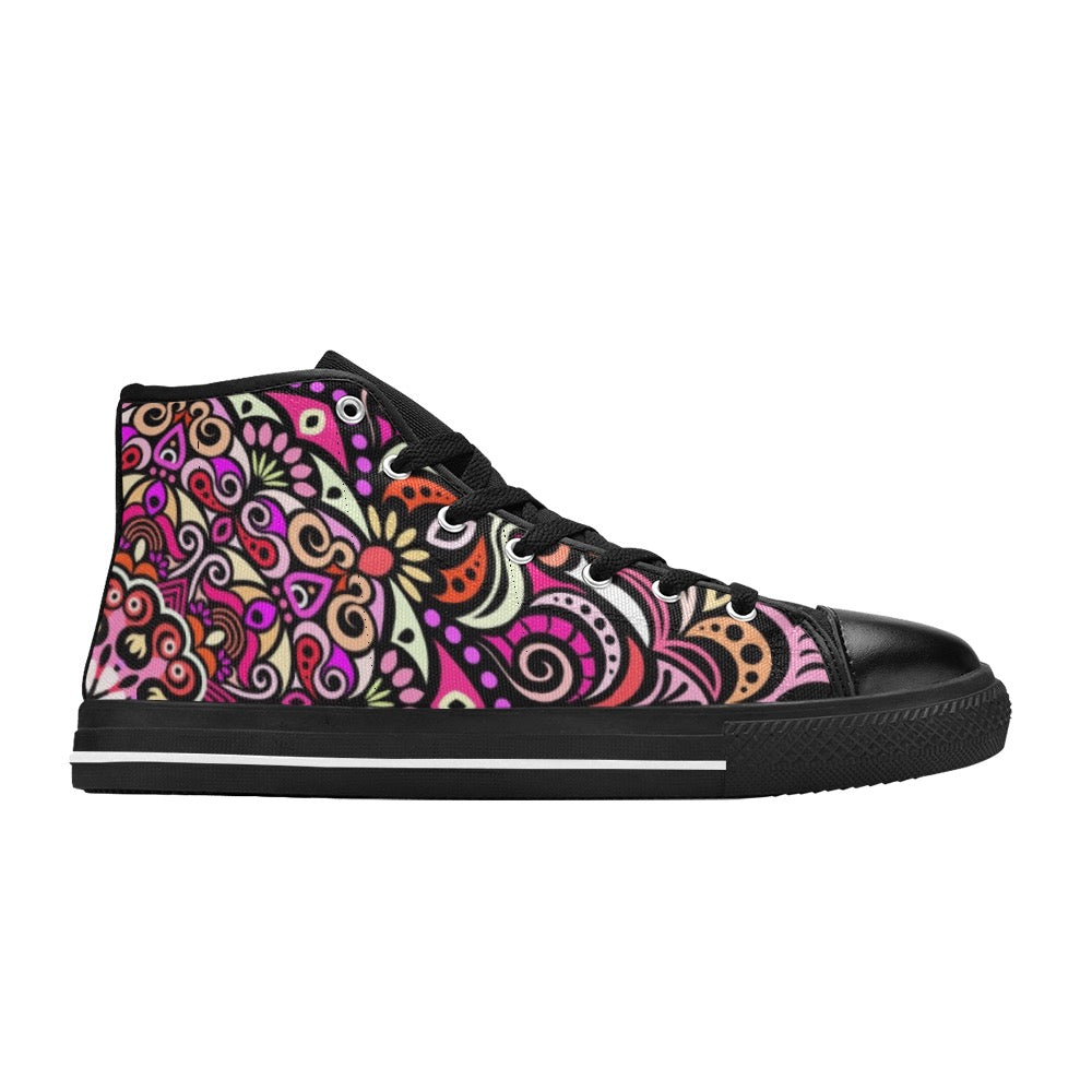 Serenity Mandala High Top Canvas Kid's Shoes
