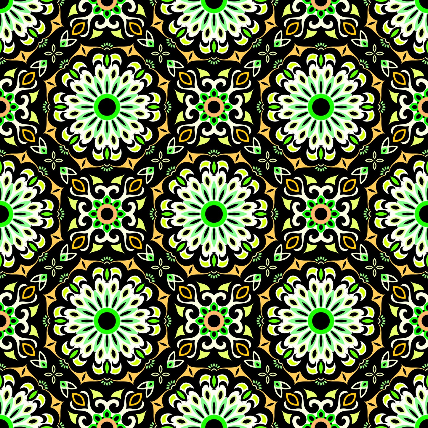 Yellow - Green Mandala Fabric - 198