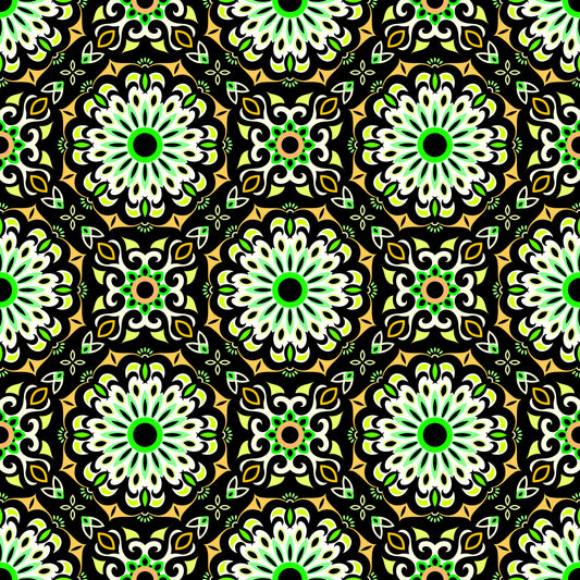 Yellow - Green Mandala Fabric - 198