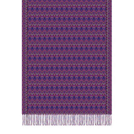 Purple - Pink - Blue Abstract Doodle Scarf with Tassels
