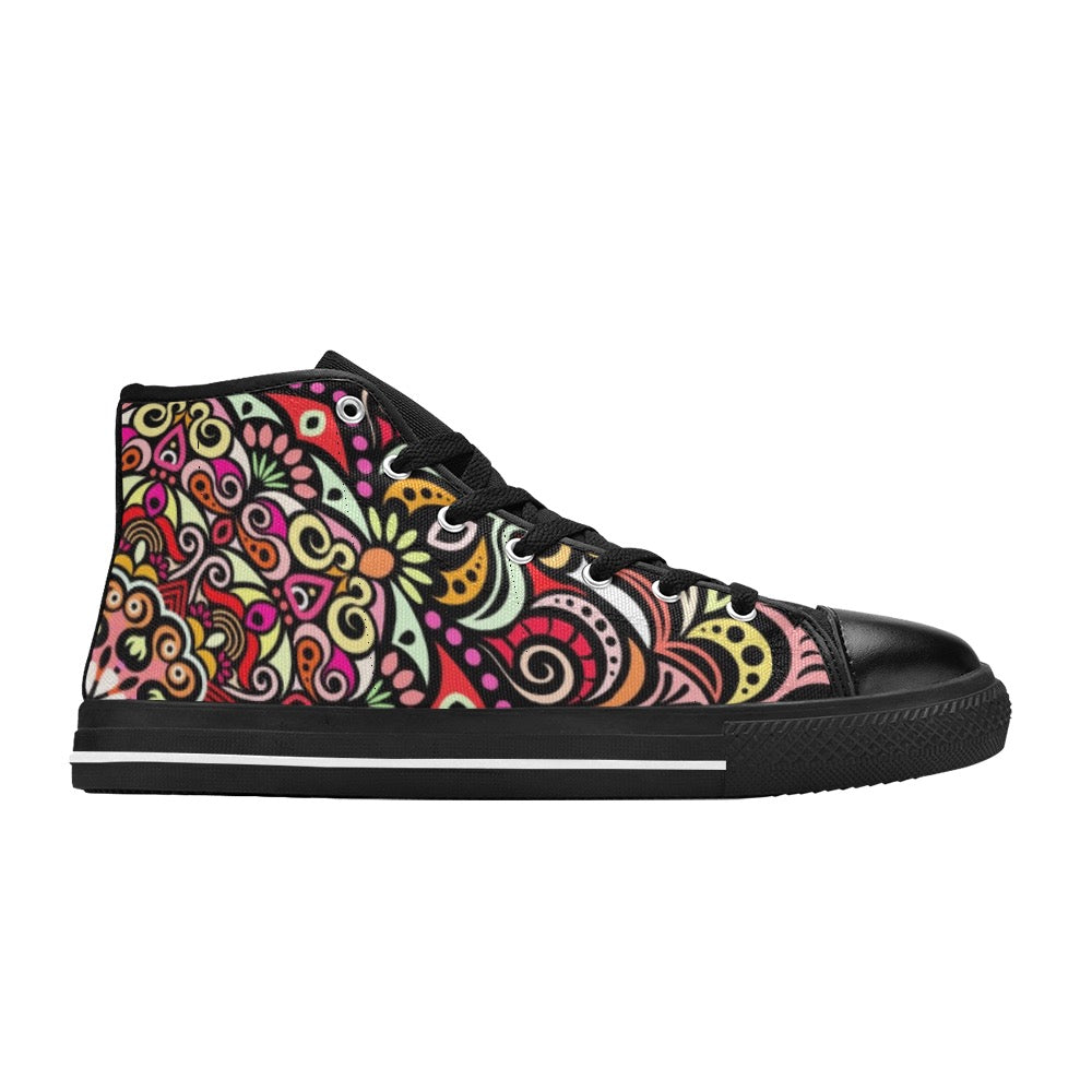Serenity Mandala High Top Canvas Kid's Shoes
