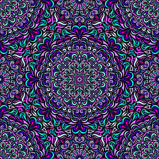 Purple - Turquoise - Pink Mandala Fabric 2005