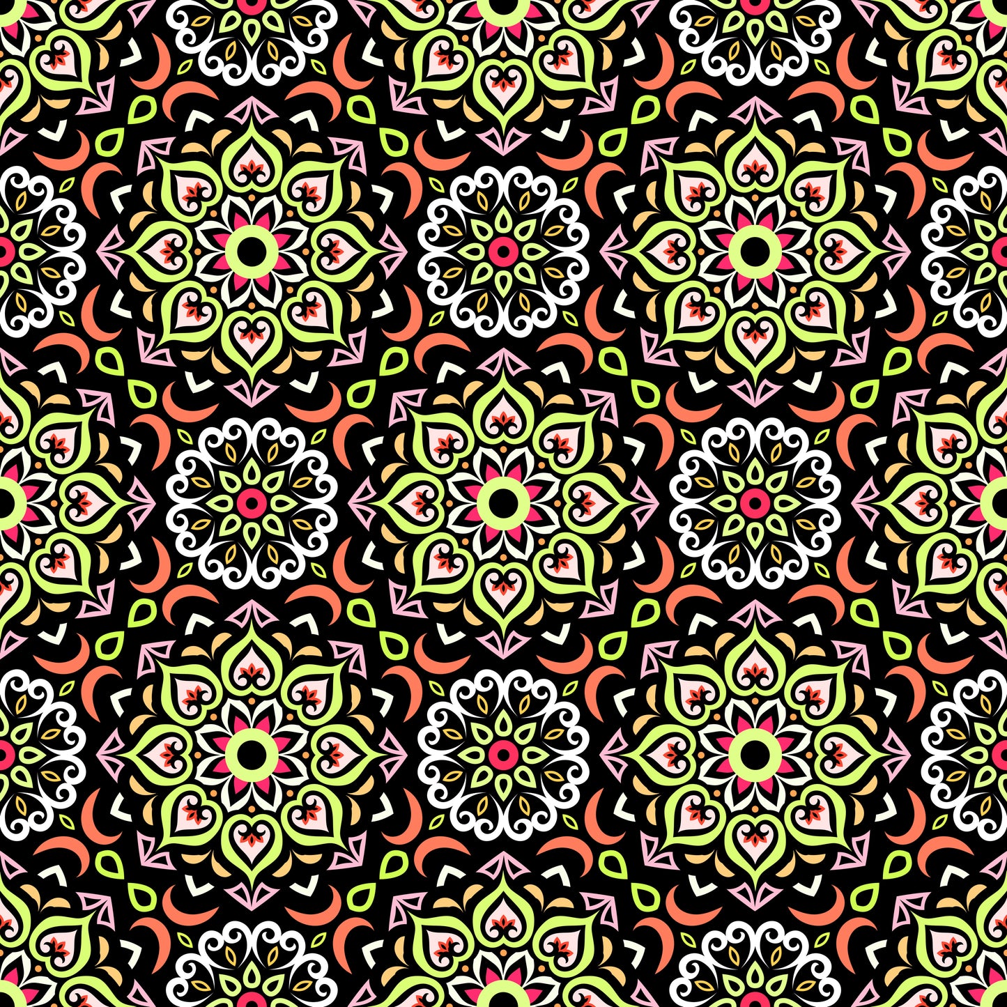 Orange - Yellow - Red Mandala Fabric - 213