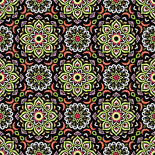 Orange - Yellow - Red Mandala Fabric - 213