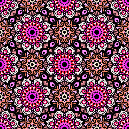 Pink - Red - Orange Mandala Fabric - 193