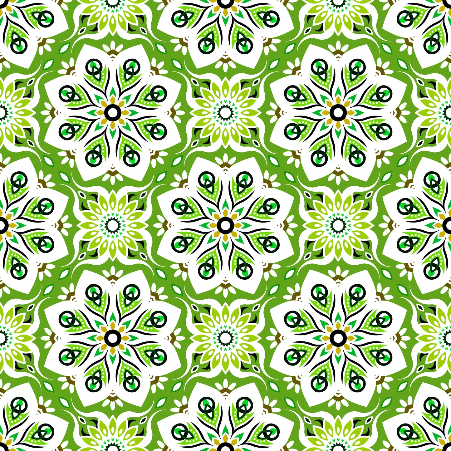 Green - Turquoise Mandala Fabric - 236i