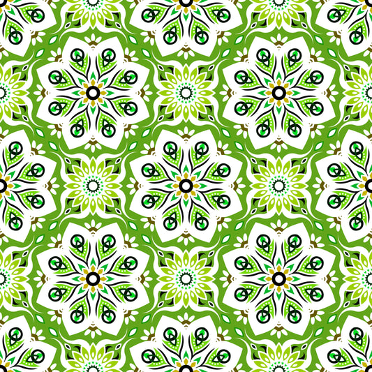 Green - Turquoise Mandala Fabric - 236i