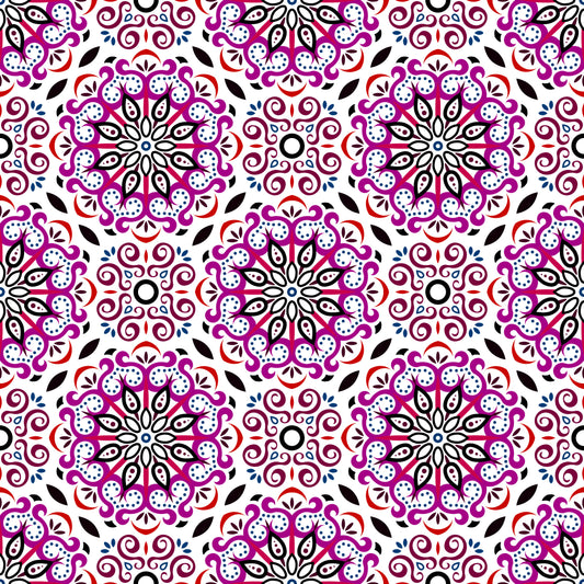 Purple - Red - Blue Mandala Fabric - 165i