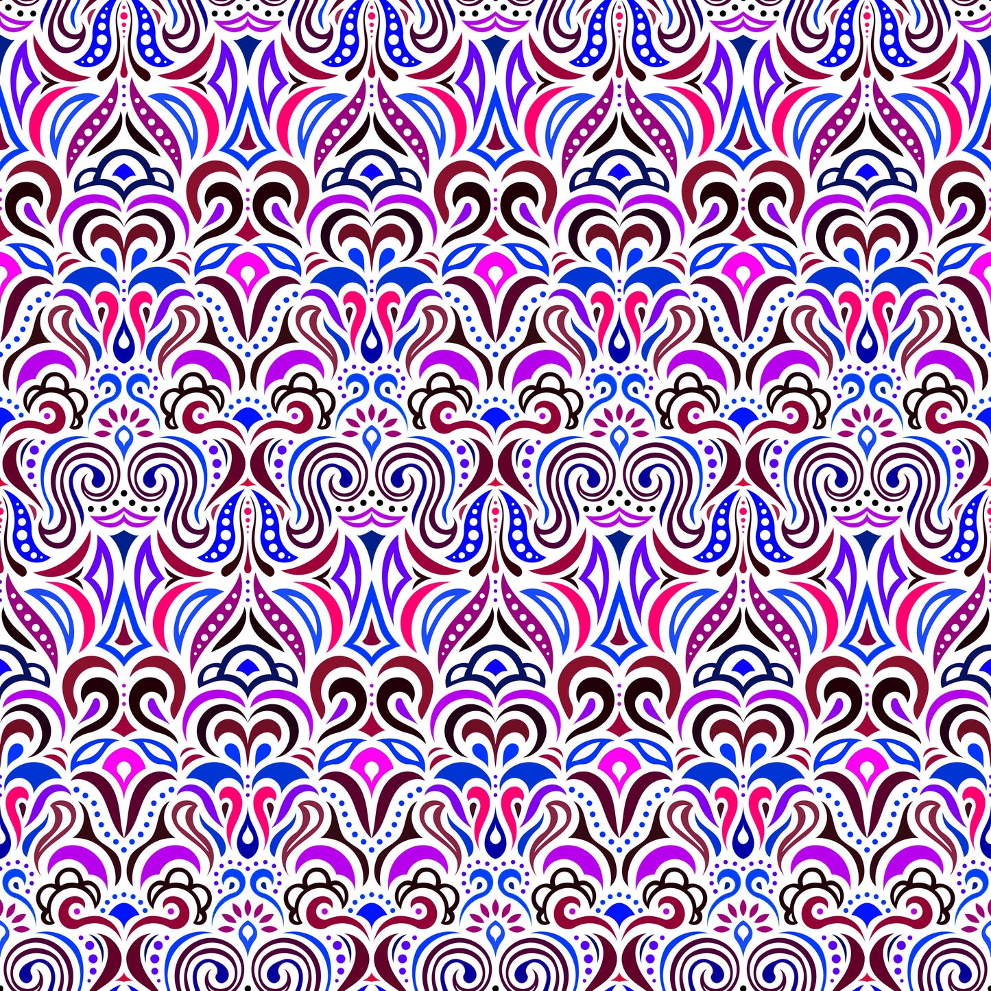 Blue - Purple - Pink Abstract Doodle Fabric 1008.3i