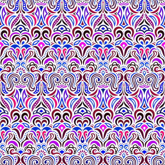Blue - Purple - Pink Abstract Doodle Fabric 1008.3i