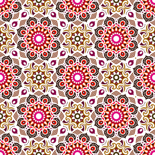 Red - Brown Mandala Fabric - 193i