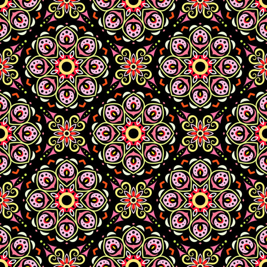 Red - Yellow Mandala Fabric - 183