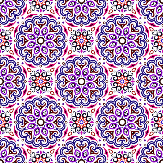 Purple - Pink - Red Mandala Fabric - 155i