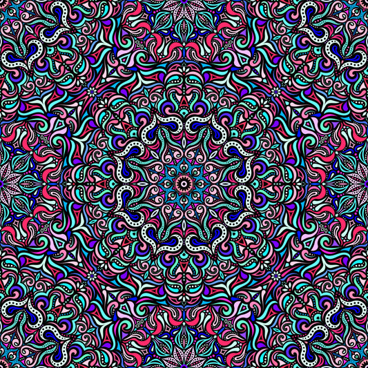 Turquoise - Pink - Purple Mandala Fabric 2006.3