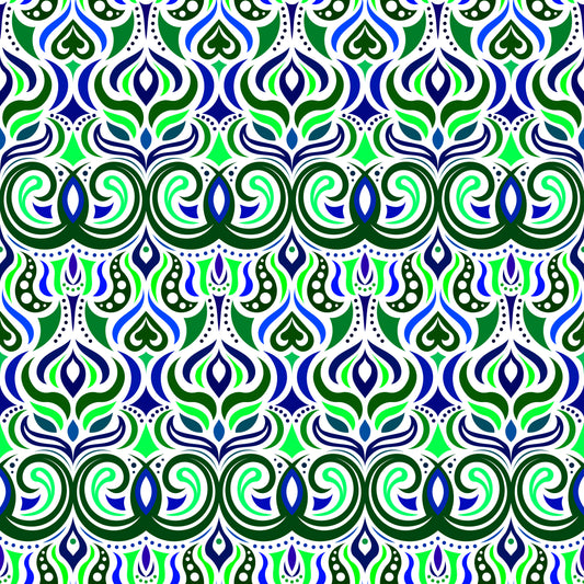Green - Blue Abstract Doodle Fabric 1009.7i