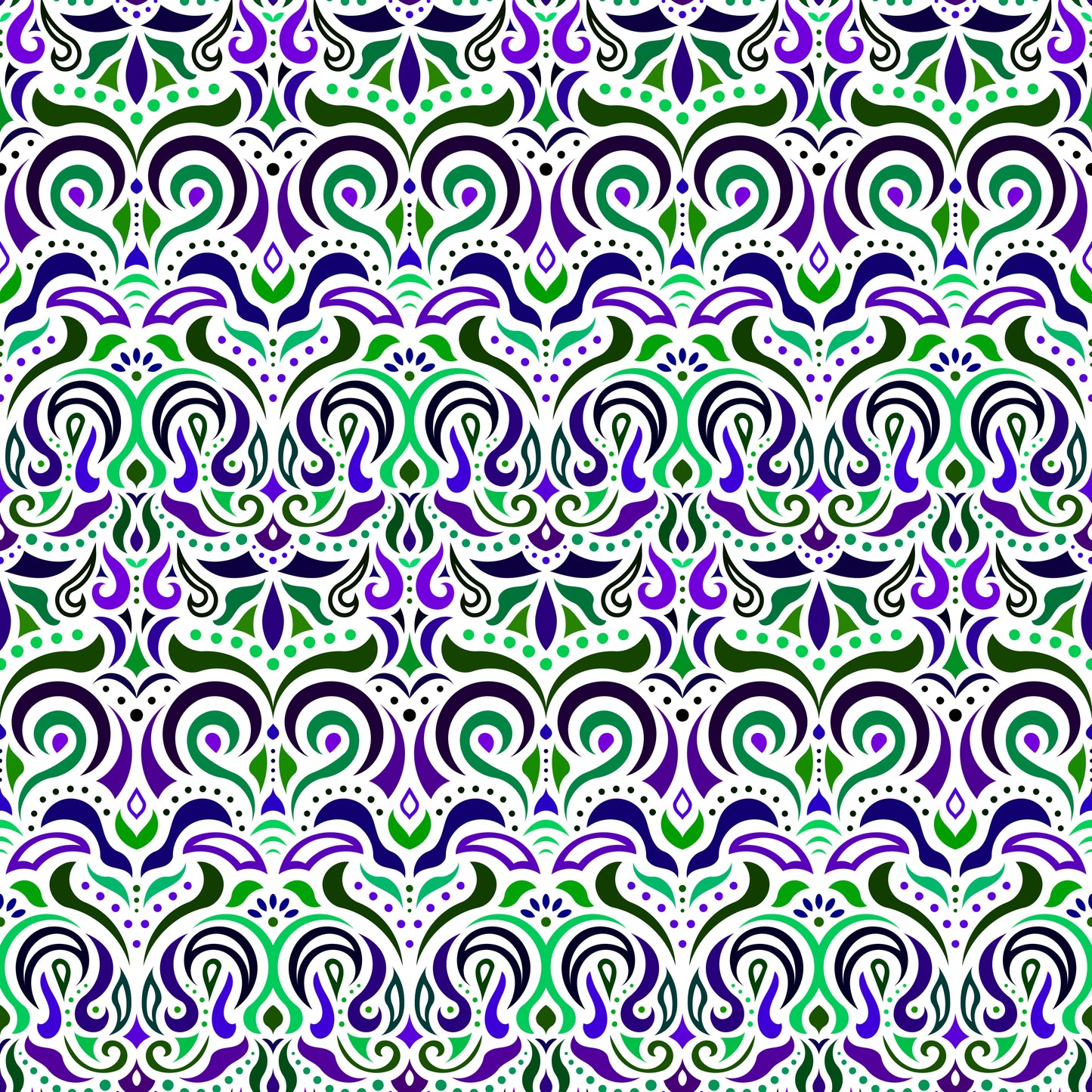 Green - Purple Abstract Doodle Fabric 1007i