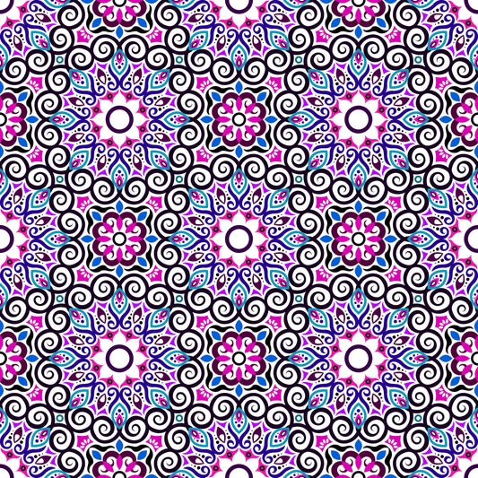 Pink - Purple - Blue Mandala Fabric - 125i