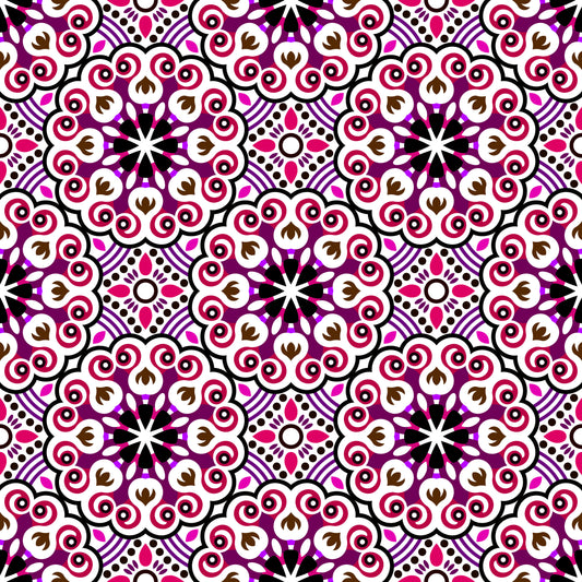 Pink - Red - Purple Mandala Fabric - 132i