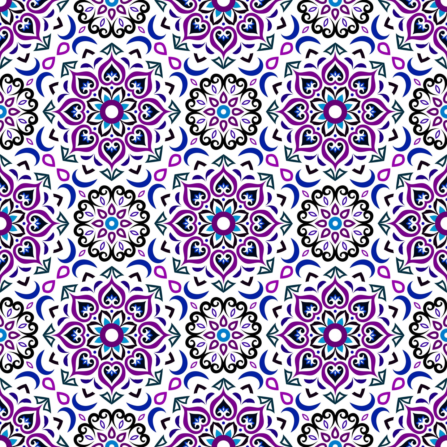 Blue - Purple Mandala Fabric - 213i