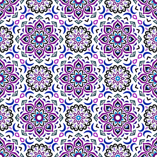 Blue - Purple Mandala Fabric - 213i
