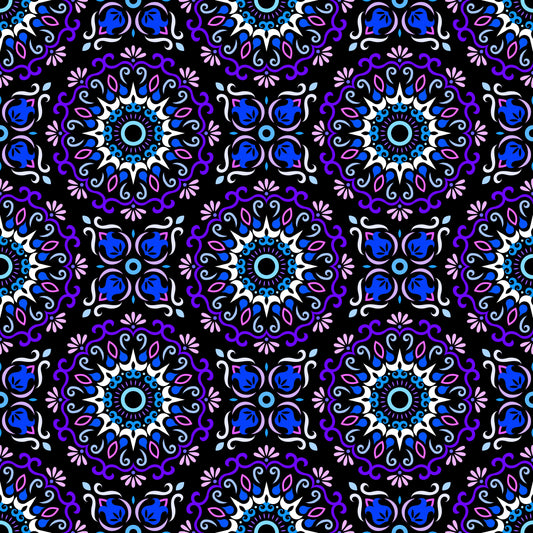Purple - Blue Mandala Fabric - 174