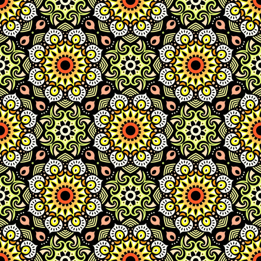 Yellow - Orange Mandala Fabric - 193