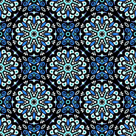 Blue - Turquoise Mandala Fabric - 156